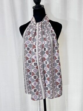 ANN TAYLOR, FLORAL SWING HALTER BLOUSE, SZ Small, EXCELLENT CONDITION